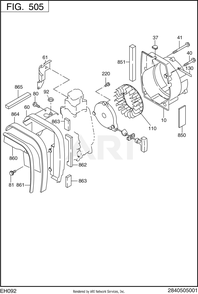 500 Cooling And Starting Diagram and Parts List for RGS17023080  Subaru Generator