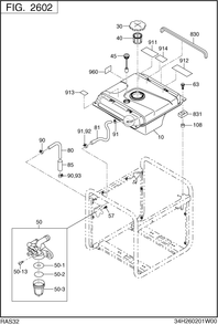 Fuel Tank Diagram and Parts List for RAS32023610 S3200I Subaru Generator