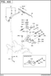 Governor Operation Diagram and Parts List for EX130D40036 EX130 Subaru Engine