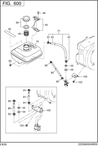 Fuel Lubricant Group Diagram and Parts List for EK300B70020 EK300 Subaru Engine