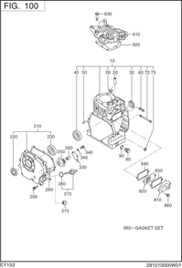 Crank Case Diagram and Parts List for EY153DC0690 EY153 Subaru Engine