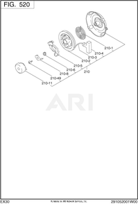 520 Cooling And Starting Diagram and Parts List for EX300D520X2  Subaru Engine