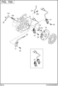 Electric Device Group Diagram and Parts List for EK130B70030 EK130 Subaru Engine
