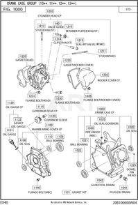 100 Crankcase Diagram and Parts List for EX400SE5021  Subaru Engine