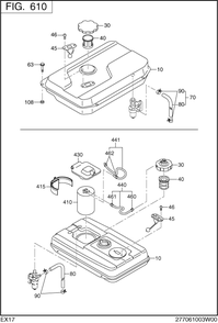 Fuel Lubricant Diagram and Parts List for EX170D20404 EX170 Subaru Engine