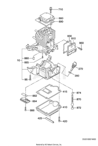 100 Crankcase Diagram and Parts List for EH025PA1206  Subaru Engine