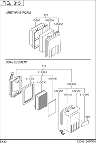 Part Location Diagram of 22A-32601-08 Subaru Element Assembly