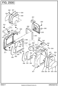 2500 Cover Diagram and Parts List for RAS17023095  Subaru Generator