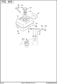 600 Fuel And Lubricant Diagram and Parts List for EX130D00026  Subaru Engine