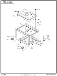 2300 Pipe Frame Diagram and Parts List for RLE29043042  Subaru Generator