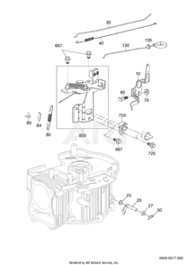 400 Governor Diagram and Parts List for EA190V50160  Subaru Engine