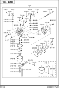 Fuel Lubricant Diagram and Parts List for EH122B00090 EH122 Subaru Engine