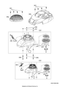 520 Recoil Starter Diagram and Parts List for EA190V50160  Subaru Engine