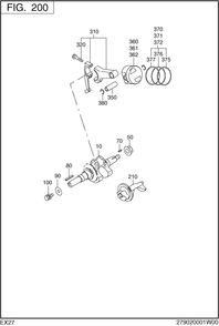 Crankshaft,piston Diagram and Parts List for EX270D10240 EX270 Subaru Engine