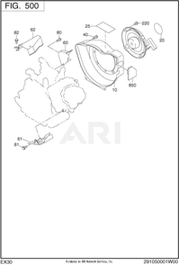500 Cooling And Starting Diagram and Parts List for EX300D520X2  Subaru Engine