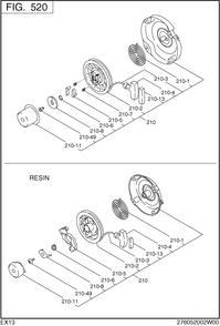 Cooling Starting Diagram and Parts List for EX130D40036 EX130 Subaru Engine