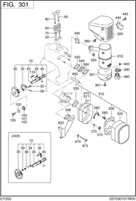 Intake,exhaust Group Diagram and Parts List for EY200BC0500 EY200 Subaru Engine