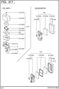 Intake Exhaust Diagram and Parts List for EX170D20404 EX170 Subaru Engine
