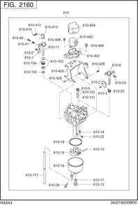 Engine Diagram and Parts List for RAS43023610 S4300I Subaru Generator