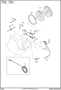 700 Electric Device Diagram and Parts List for EX400DM5030  Subaru Engine
