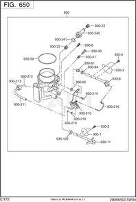 650 Fuel And Lubricant Diagram and Parts List for EH722LD2620  Subaru Engine
