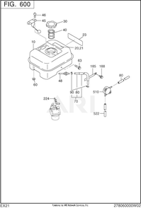 600 Fuel And Lubricant Diagram and Parts List for EX210D50036  Subaru Engine