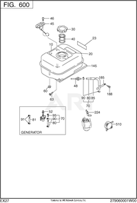 600 Fuel And Lubricant Diagram and Parts List for EX270DS5082  Subaru Engine