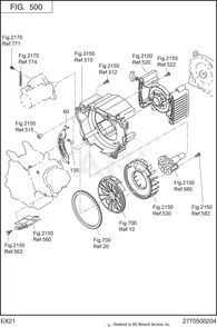 500 Cooling And Starting Diagram and Parts List for RAS32023510  Subaru Generator