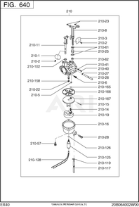 640 Fuel And Lubricant Diagram and Parts List for EX400DE5050  Subaru Engine