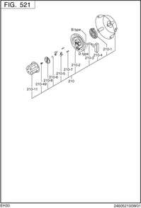 Cooling Starting Diagram and Parts List for EH300B67010 EH300 Subaru Engine
