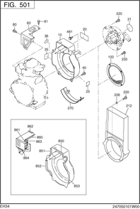 Cooling,starting Diagram and Parts List for EH340B70310 EH340 Subaru Engine