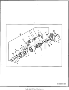 500 Starter Motor Diagram and Parts List for RGV10K77010  Subaru Generator