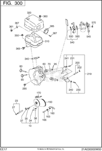 300 Intake And Exhaust Diagram and Parts List for EE170DST010  Subaru Engine
