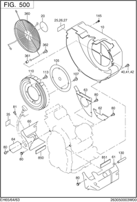 Cooling,starting Group Diagram and Parts List for EH650DA2542 EH650 Subaru Engine