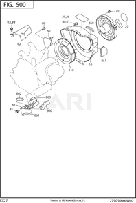 500 Cooling And Starting Diagram and Parts List for EX270D50164  Subaru Engine