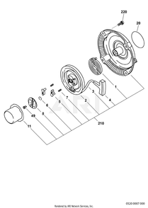 520 Recoil Starter Diagram and Parts List for EX400D51040  Subaru Engine