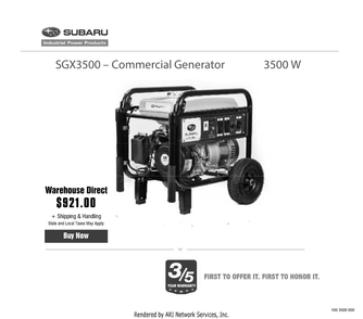 >click Here To Purchase Generator Sgx3500 / Rgh35053000 Diagram and Parts List for SGX3500  Subaru Generator