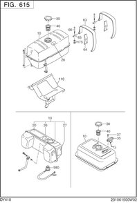 Fuel,lubricant Group Diagram and Parts List for DY410YD2600 DY410 Subaru Engine