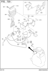 Electric Device Diagram and Parts List for EH172BS0241 EH172 Subaru Engine