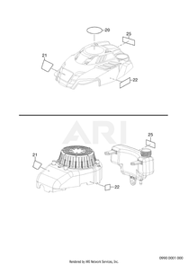 990 Labels Diagram and Parts List for EA190V50160  Subaru Engine