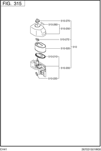Intake,exhaust Diagram and Parts List for EH410D65543 EH410 Subaru Engine