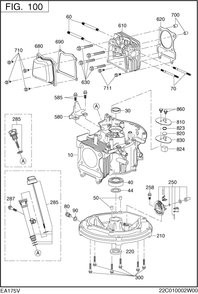 Crank Case Diagram and Parts List for EA175V73060 EA175 Subaru Engine