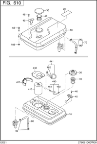 Fuel Lubricant Diagram and Parts List for EX210D52230 EX210 Subaru Engine