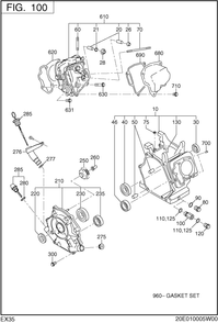 Crank Case Diagram and Parts List for EX350D00031 EX350 Subaru Engine