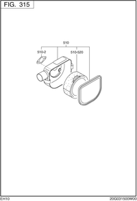 Intake Exhaust Diagram and Parts List for EH100F47020 EH100 Subaru Engine