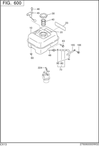 Fuel Lubricant Diagram and Parts List for EX130D40036 EX130 Subaru Engine