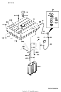 2600 Fuel Tank Diagram and Parts List for RGV12K63151  Subaru Generator