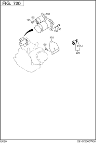 Electric Device Diagram and Parts List for EX300DS2070 EX300 Subaru Engine