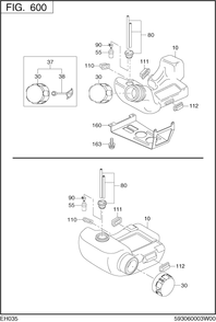 Fuel Lubricant Diagram and Parts List for EH035VA1202 EH035 Subaru Engine