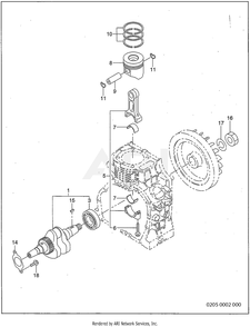 205 Crankshaft And Piston Diagram and Parts List for RD330017640  Subaru Generator